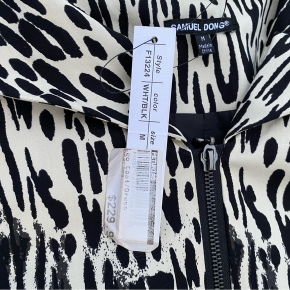 NWT Samuel Dong Jacket Black & Cream Zippered Belted Size Medium - Picture 4 of 10